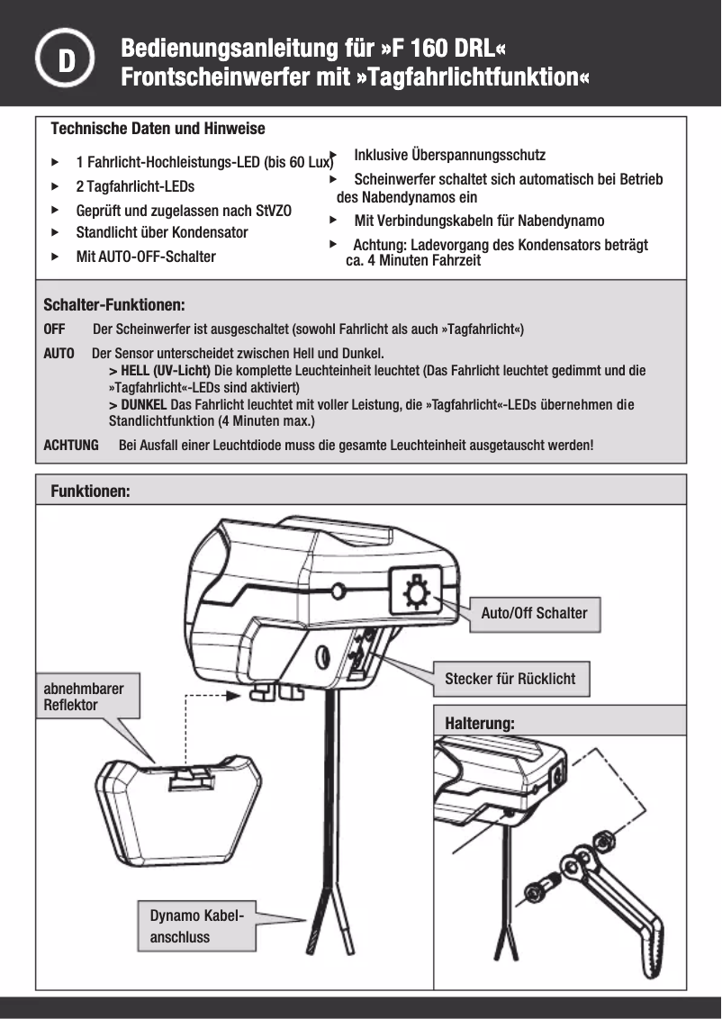 Page 1 de la notice Manuel utilisateur Fuxon F 160