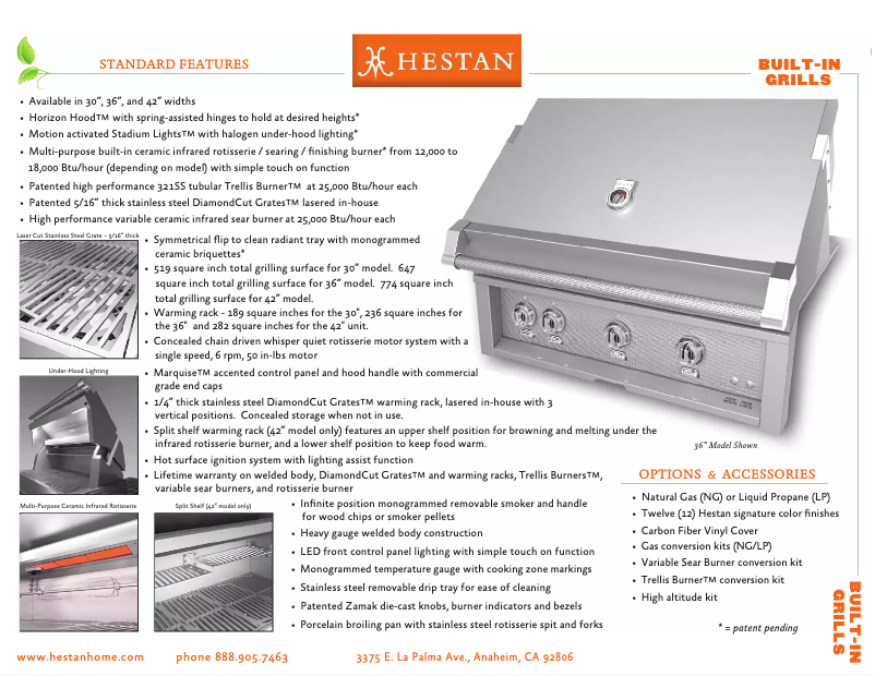 Page 1 de la notice Fiche technique Hestan GMBR42-NG