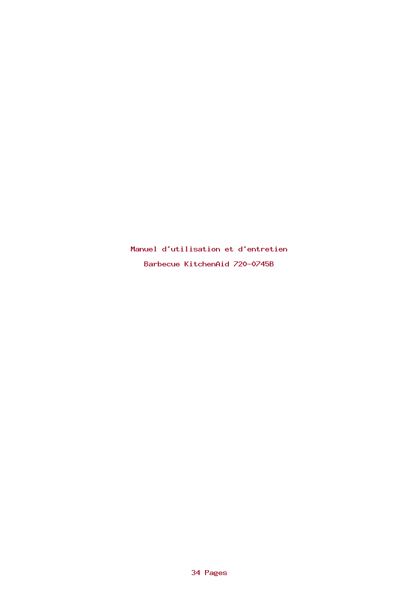 Page 1 de la notice Manuel d'utilisation et d'entretien KitchenAid 720-0745B