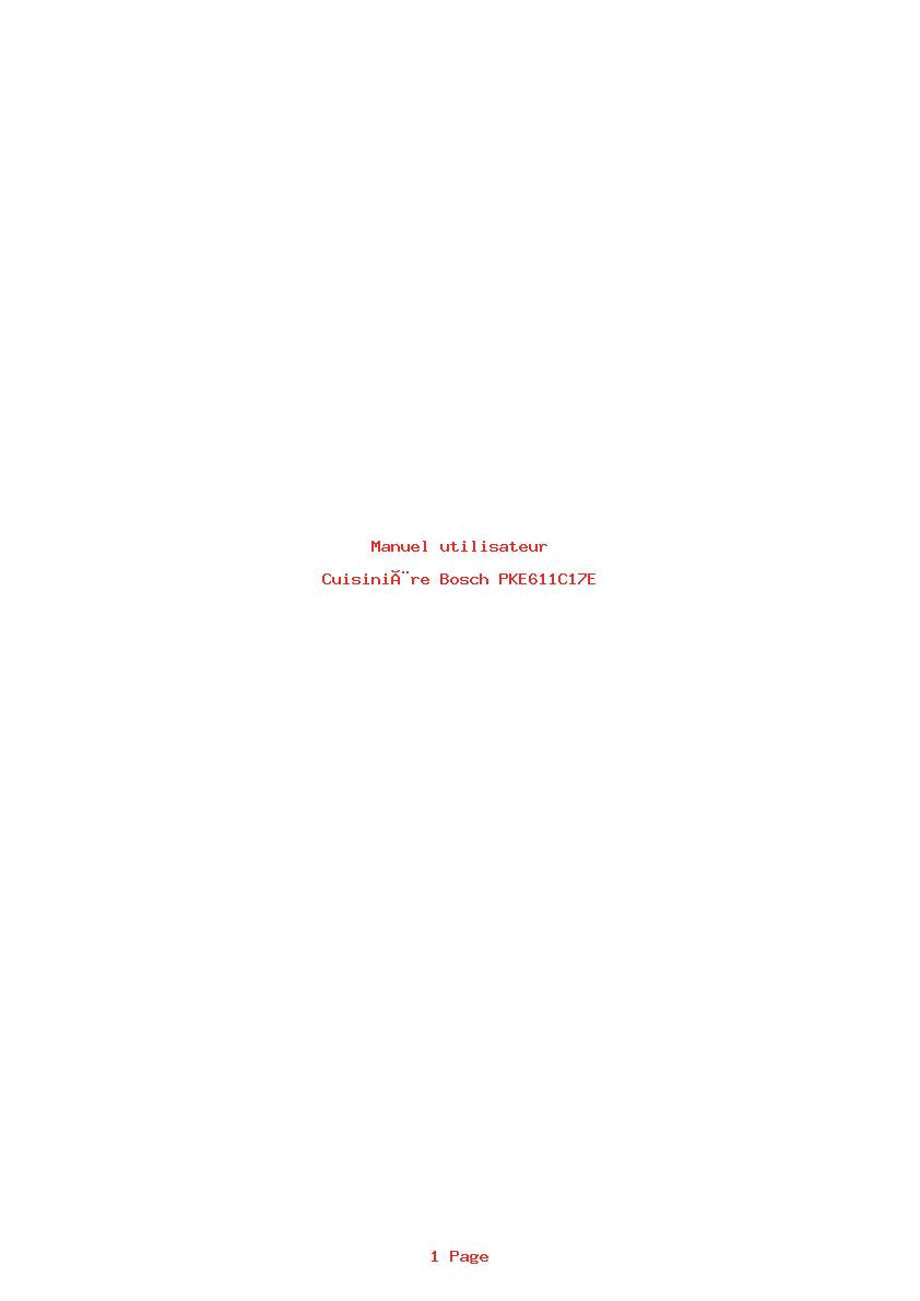 Page 1 de la notice Manuel utilisateur Bosch PKE611C17E