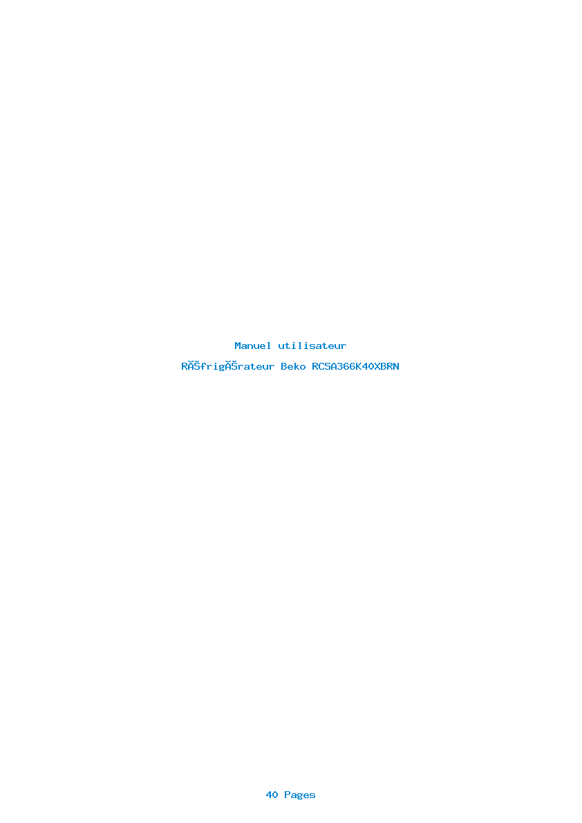 Page 1 de la notice Manuel utilisateur Beko RCSA366K40XBRN