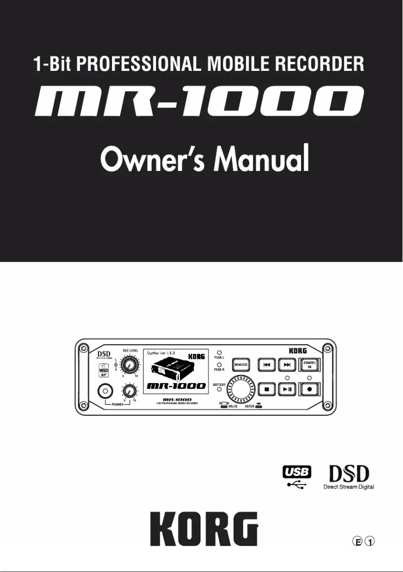 Page 1 de la notice Manuel utilisateur Korg MR-1000