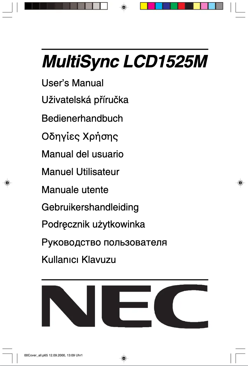 Page 1 de la notice Manuel utilisateur NEC MultiSync LCD1525M