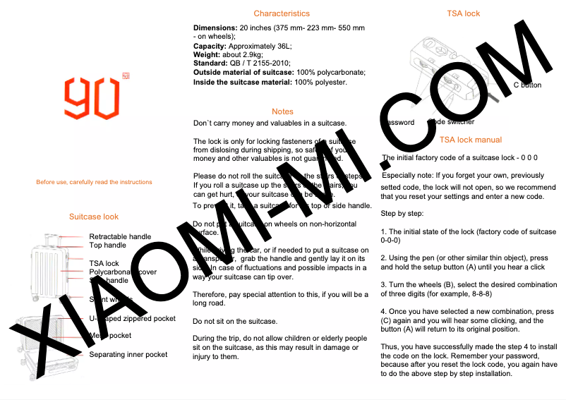 Page 1 de la notice Manuel utilisateur Xiaomi RunMi 90