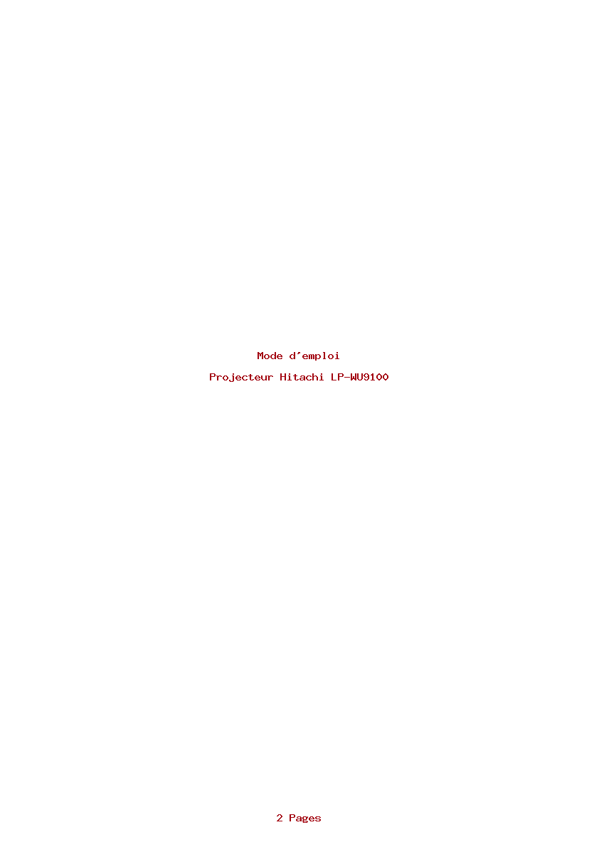 Page 1 de la notice Mode d'emploi Hitachi LP-WU9100