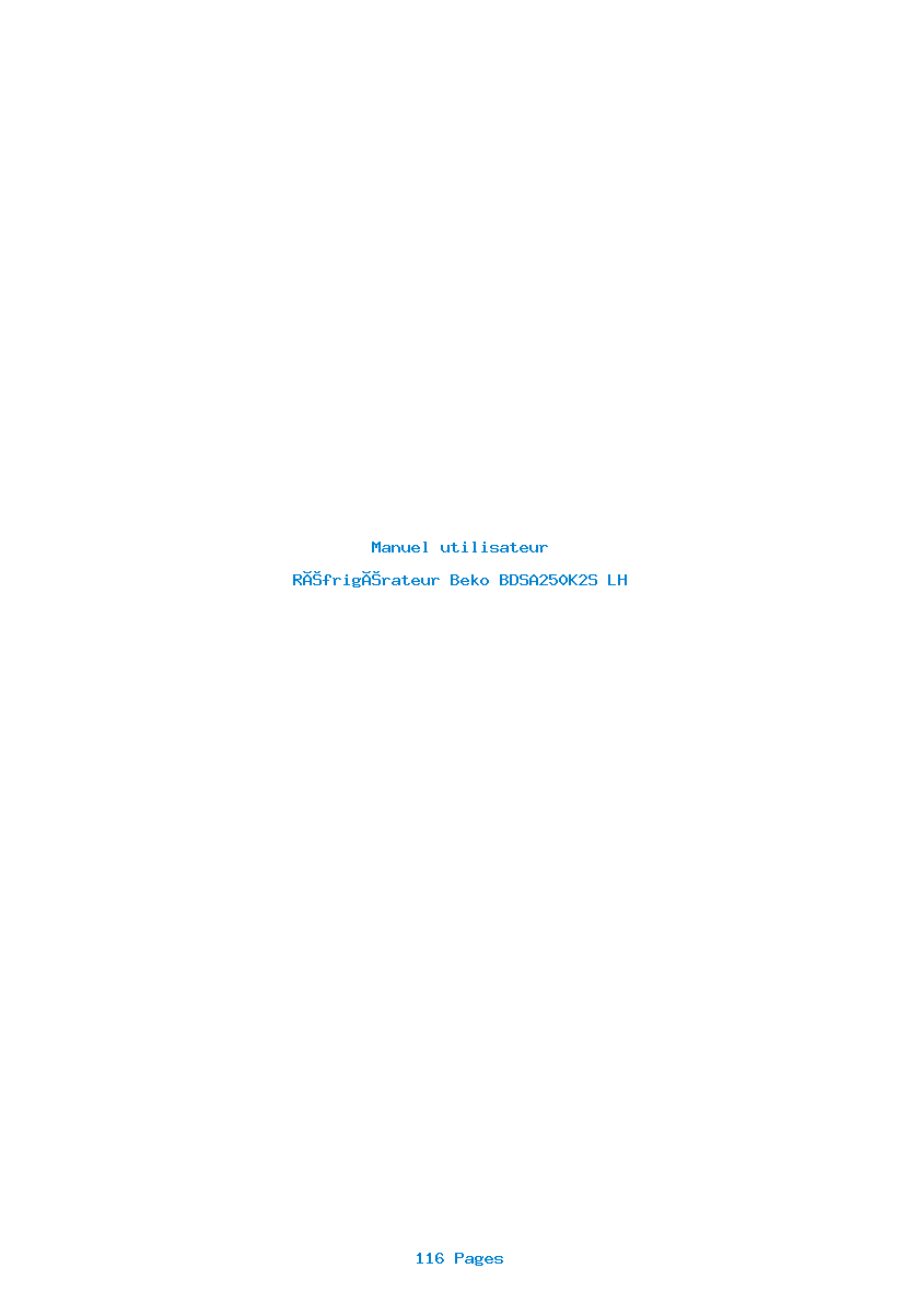 Page 1 de la notice Manuel utilisateur Beko BDSA250K2S LH