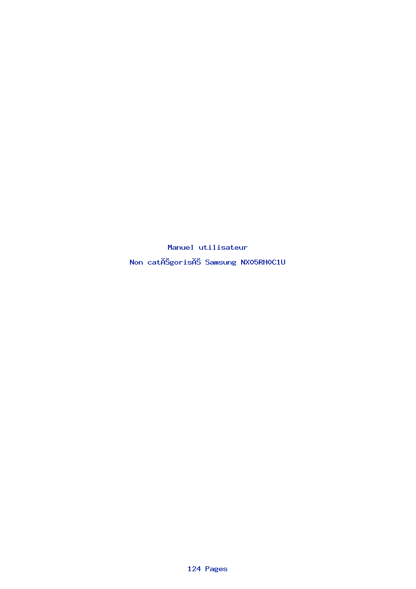 Page 1 de la notice Manuel utilisateur Samsung NX05RH0C1U