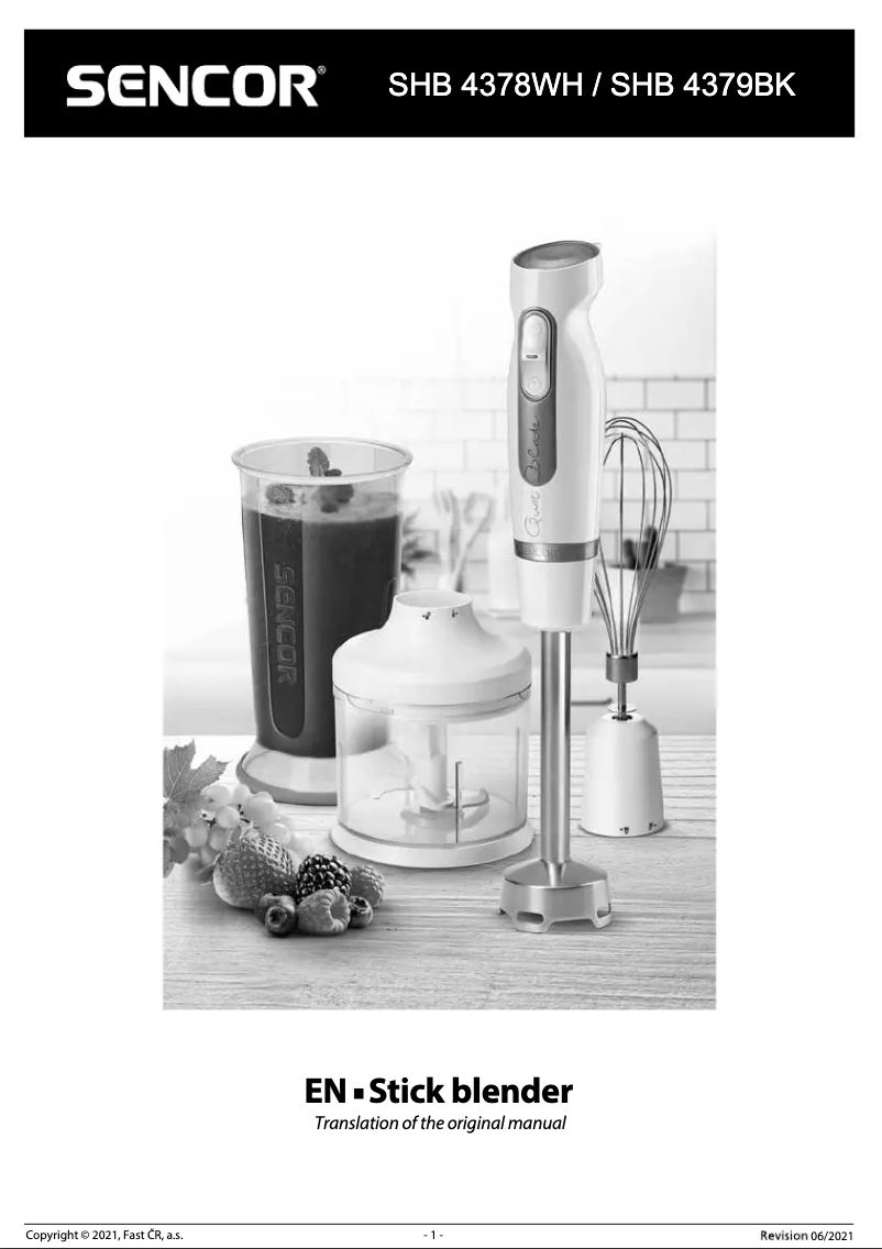 Page 1 de la notice Manuel utilisateur Sencor SHB 4379BK