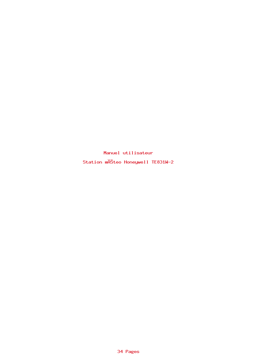 Page 1 de la notice Manuel utilisateur Honeywell TE831W-2