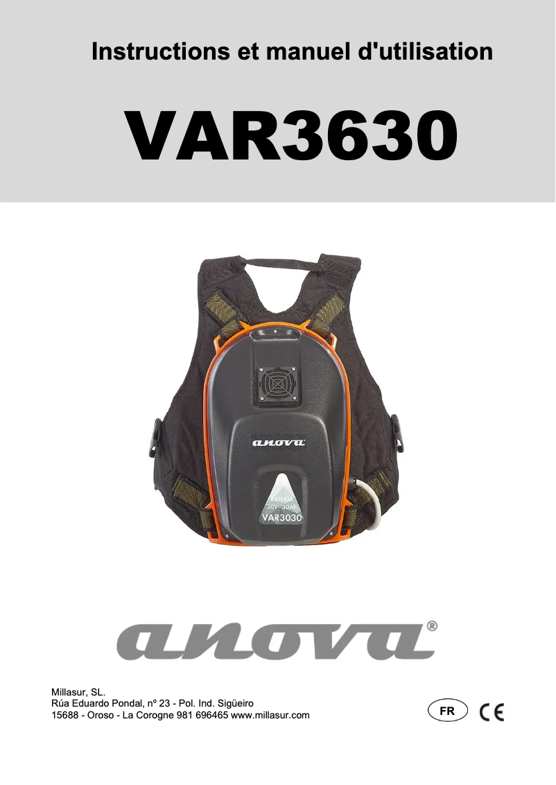 Page 1 de la notice Manuel utilisateur Anova VAR3630