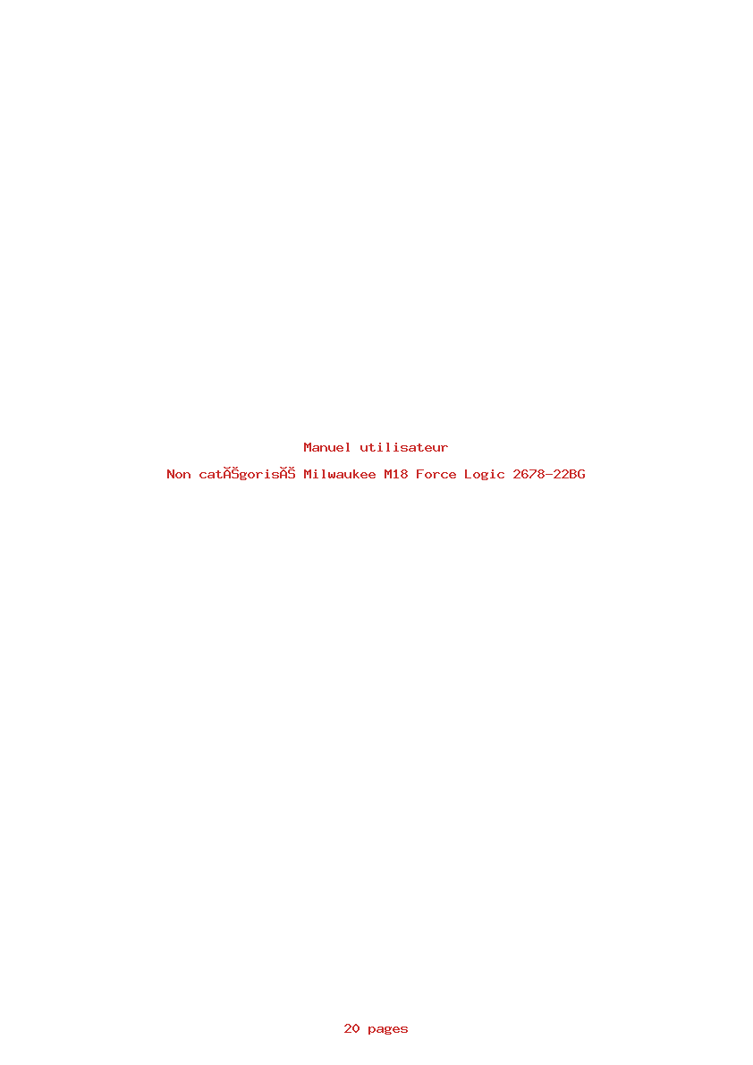 Page 1 de la notice Manuel utilisateur Milwaukee M18 Force Logic 2678-22BG