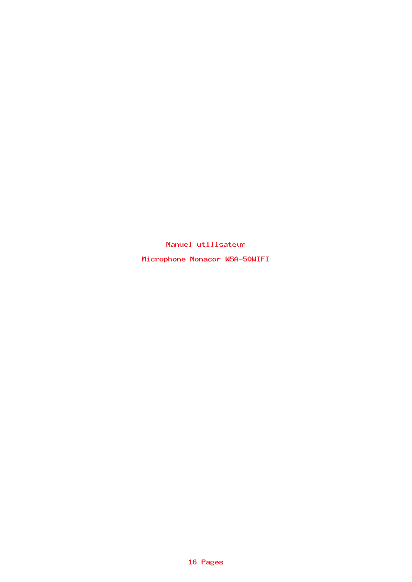 Page 1 de la notice Manuel utilisateur Monacor WSA-50WIFI
