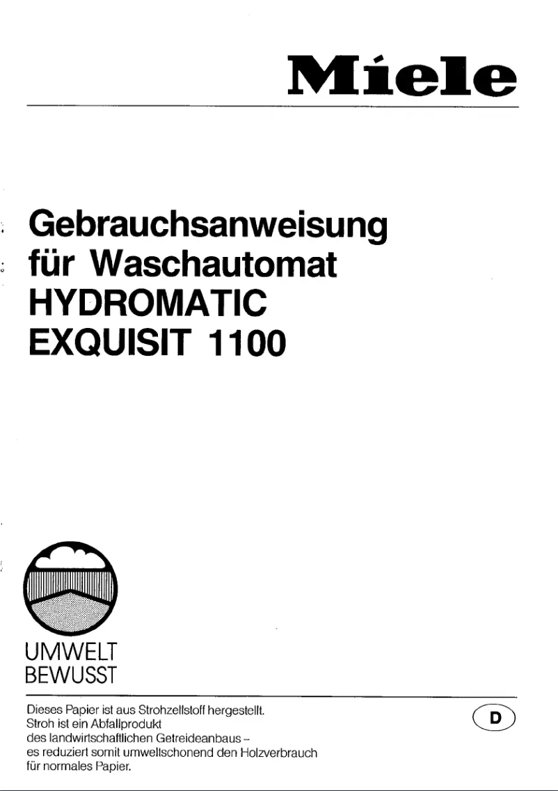 Page 1 de la notice Manuel utilisateur Miele Exquisit 1100