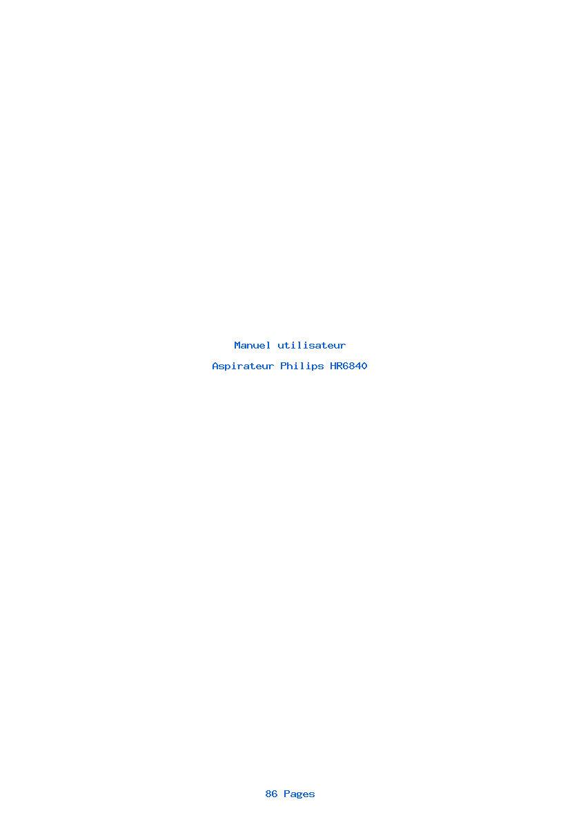 Page 1 de la notice Manuel utilisateur Philips HR6840