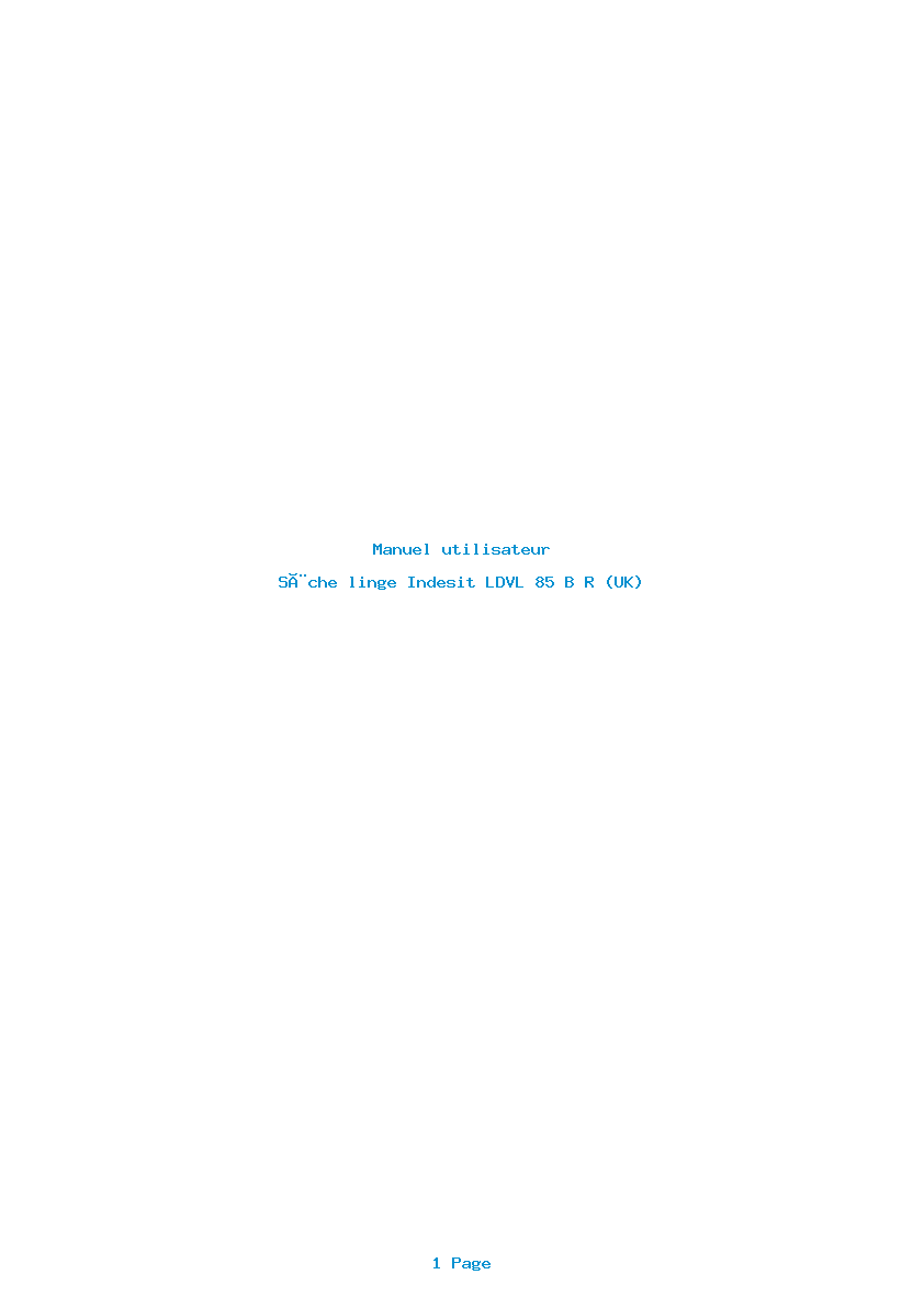 Page 1 de la notice Manuel utilisateur Indesit LDVL 85 B R (UK)