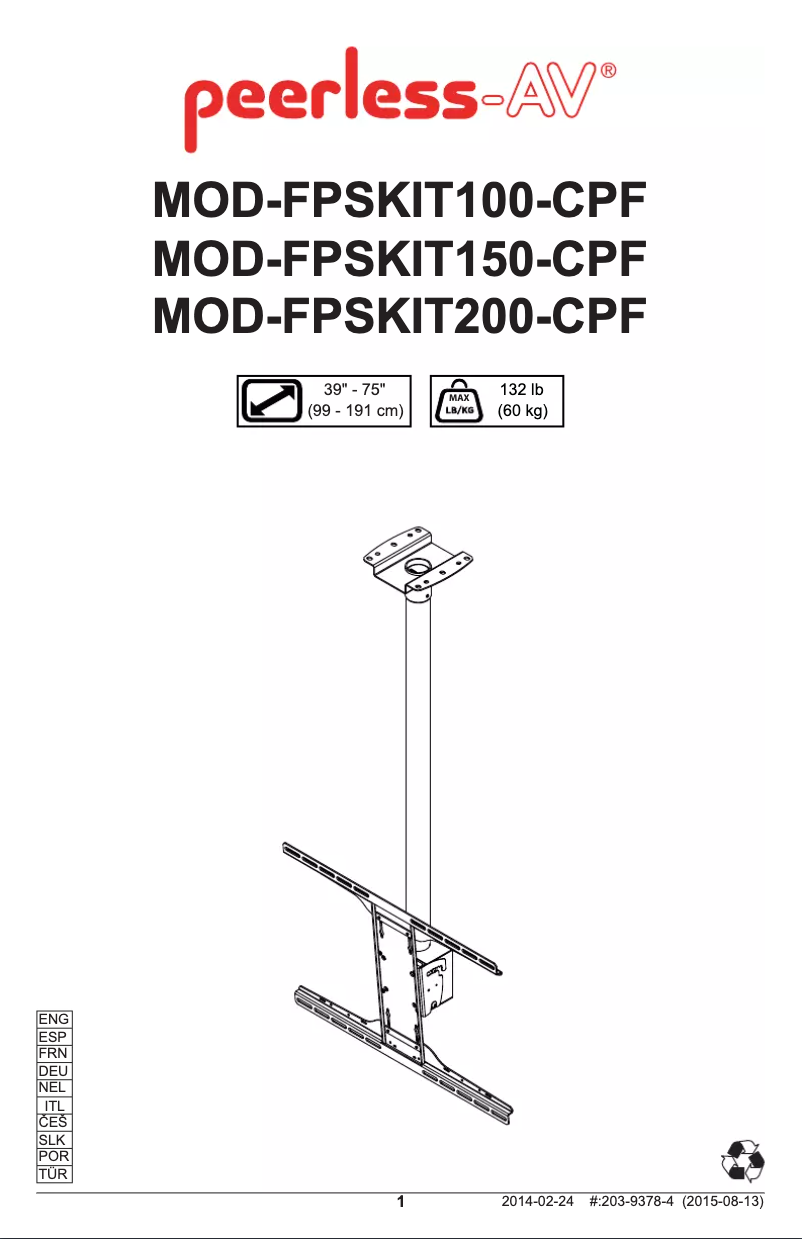 Página 1 del manual Manual de usuario Peerless-AV MOD-FPSKIT100-CPF