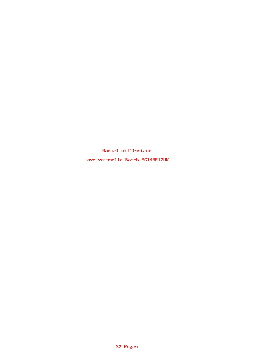 Page 1 de la notice Manuel utilisateur Bosch SGI45E12UK