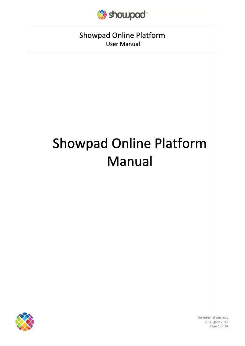 Página 1 del manual Manual de usuario Showpad Online Platform