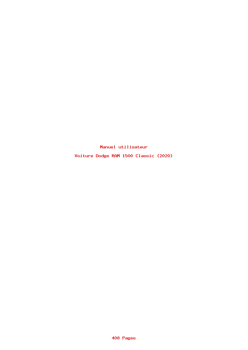 Page 1 de la notice Manuel utilisateur Dodge RAM 1500 Classic (2020)