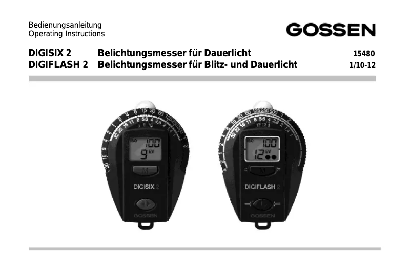 Page 1 de la notice Manuel utilisateur Gossen Digiflash 2