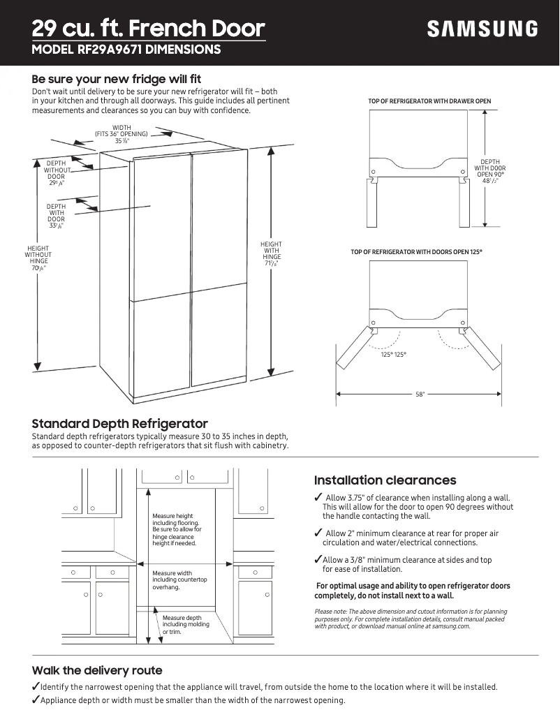 Página 1 del manual Guía de medición Samsung RF29A9671SR
