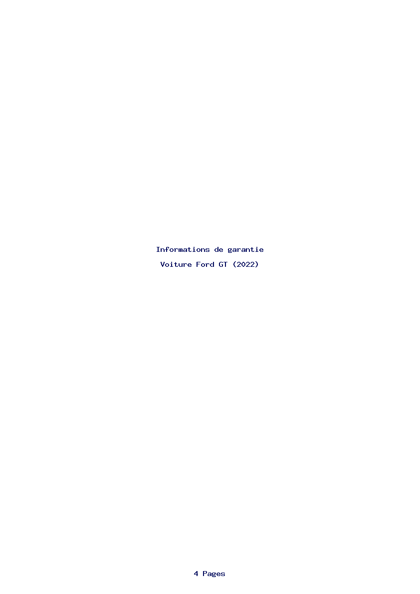 Page 1 de la notice Informations de garantie Ford GT (2022)