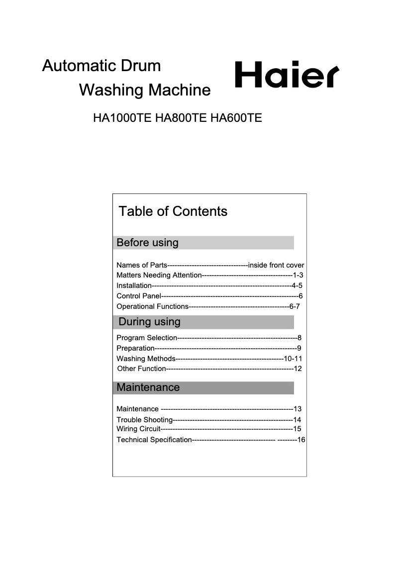 Página 1 del manual Manual de usuario Haier HA600TE