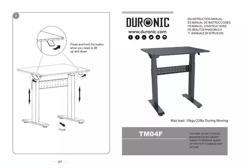Page 1 de la notice Manuel utilisateur Duronic TM04F
