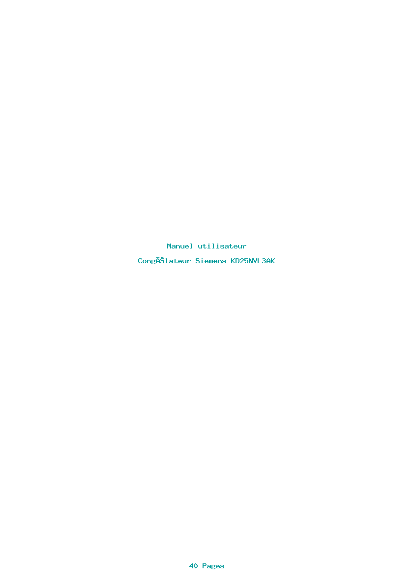 Page 1 de la notice Manuel utilisateur Siemens KD25NVL3AK