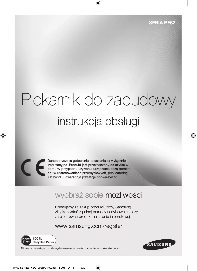 Page 1 de la notice Manuel utilisateur Samsung BF62TCST