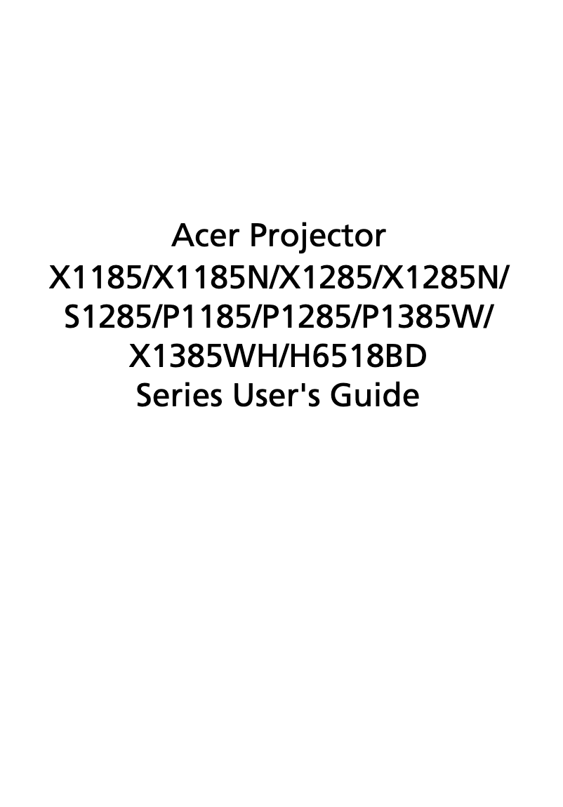 Page 1 de la notice Manuel utilisateur Acer X1385WH