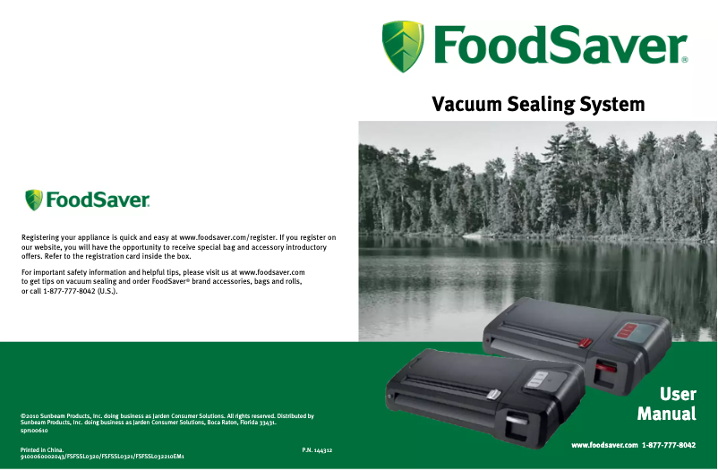 Page 1 de la notice Manuel utilisateur FoodSaver Vacuum Sealing System