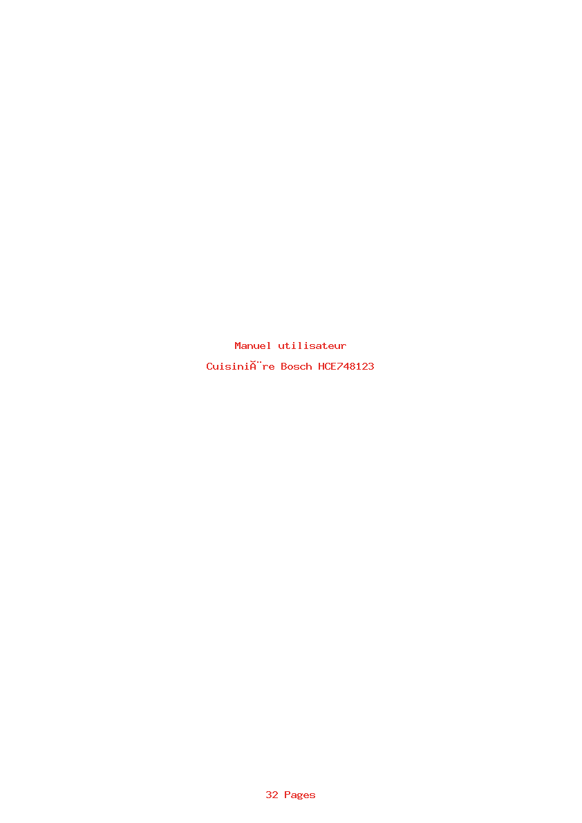 Page 1 de la notice Manuel utilisateur Bosch HCE748123