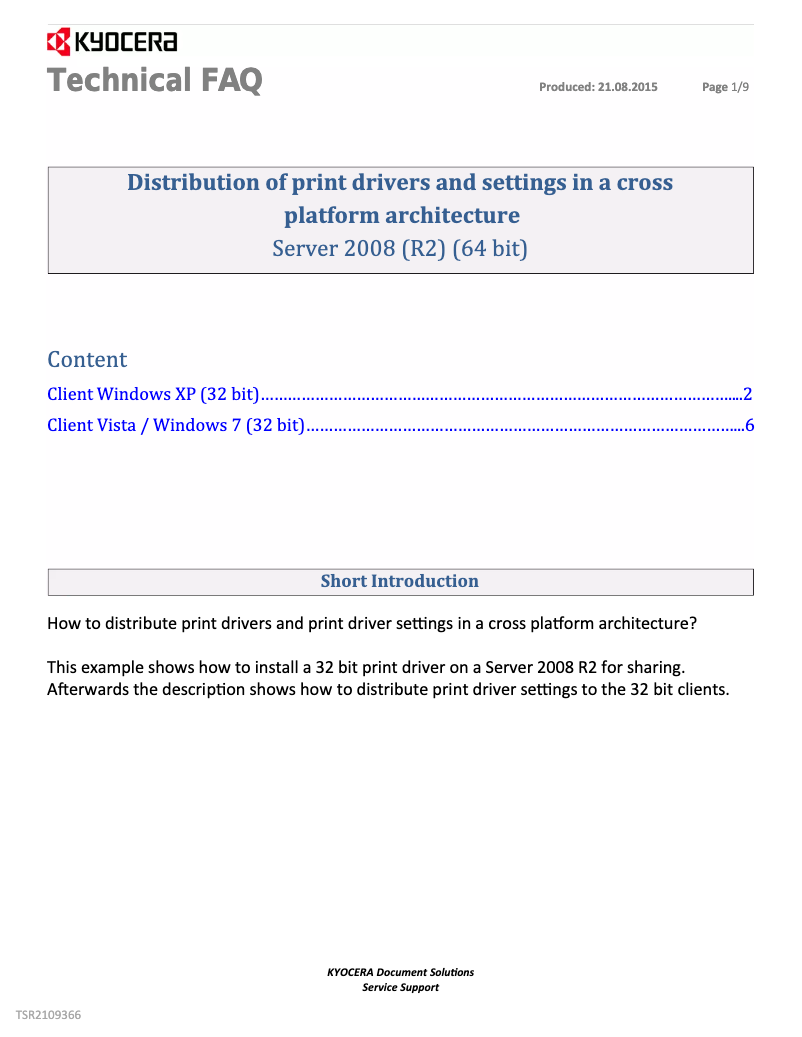 Page 1 de la notice FAQ Kyocera FS FS-1325MFP