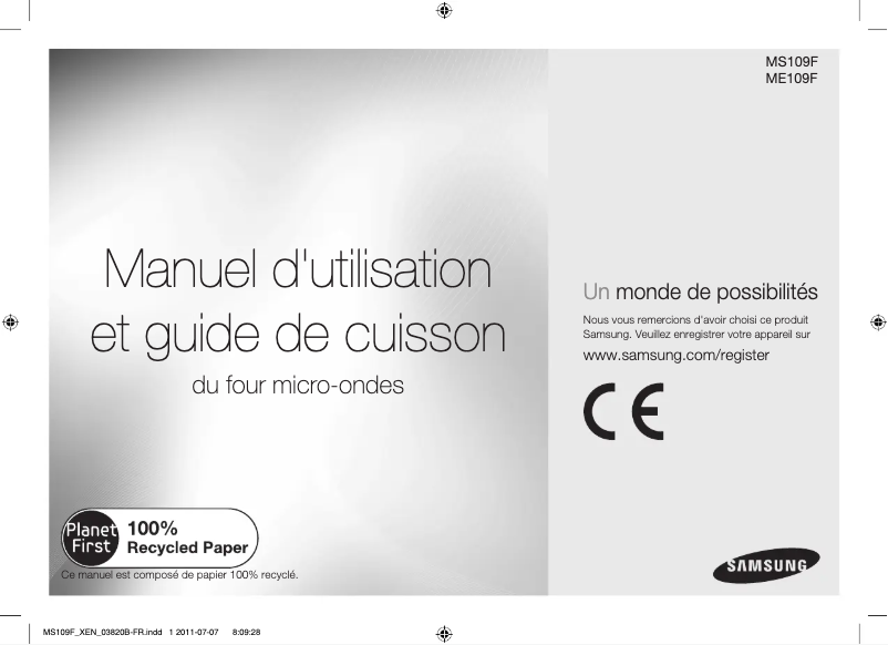 Page 1 de la notice Manuel utilisateur Samsung ME109F-1S