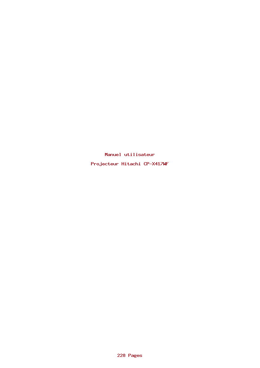 Page 1 de la notice Manuel utilisateur Hitachi CP-X417WF