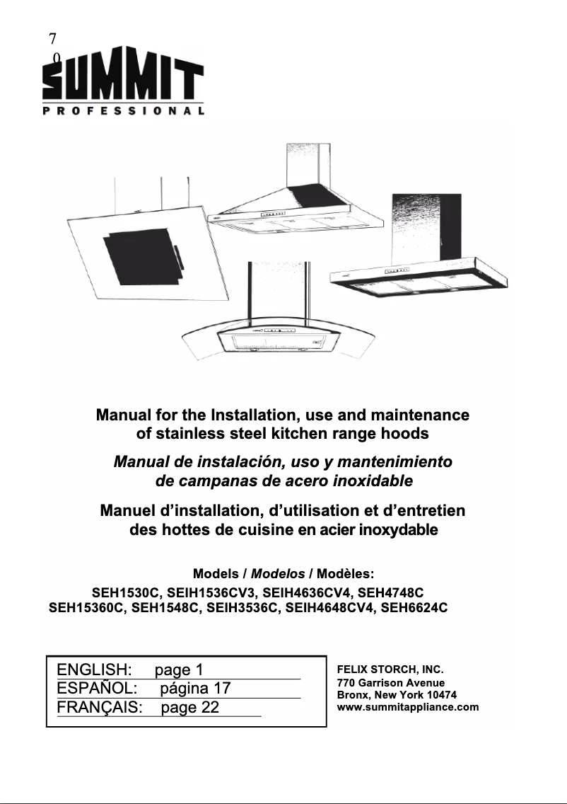 Page 1 de la notice Manuel utilisateur Summit SEH4748C