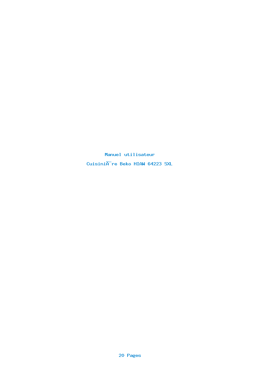 Page 1 de la notice Manuel utilisateur Beko HIAW 64223 SXL