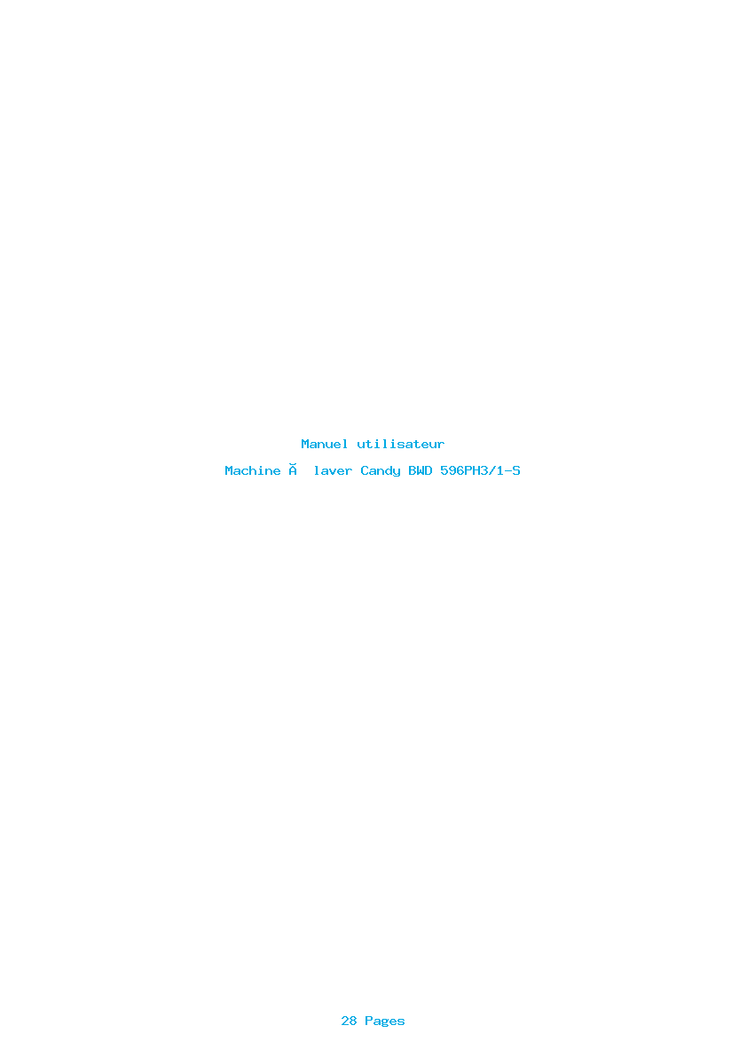 Page 1 de la notice Manuel utilisateur Candy BWD 596PH3/1-S