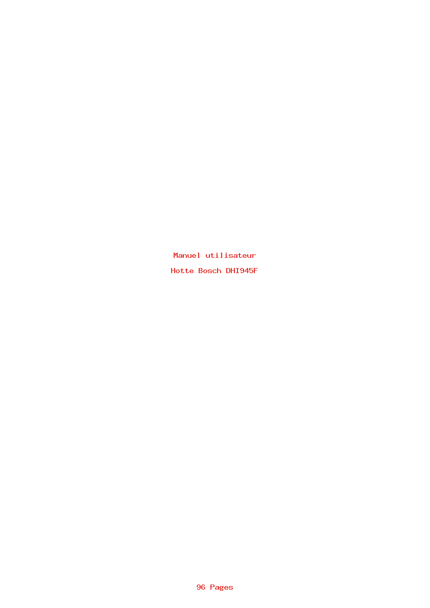 Page 1 de la notice Manuel utilisateur Bosch DHI945F