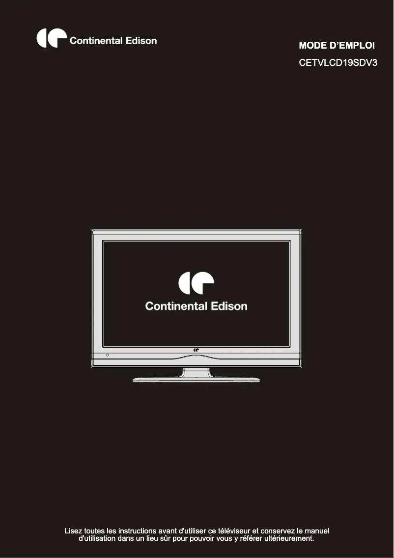 Page 1 de la notice Manuel utilisateur Continental Edison CETVLCD19SDV3