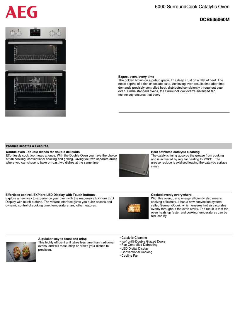 Page 1 de la notice Fiche technique AEG DCB535060M