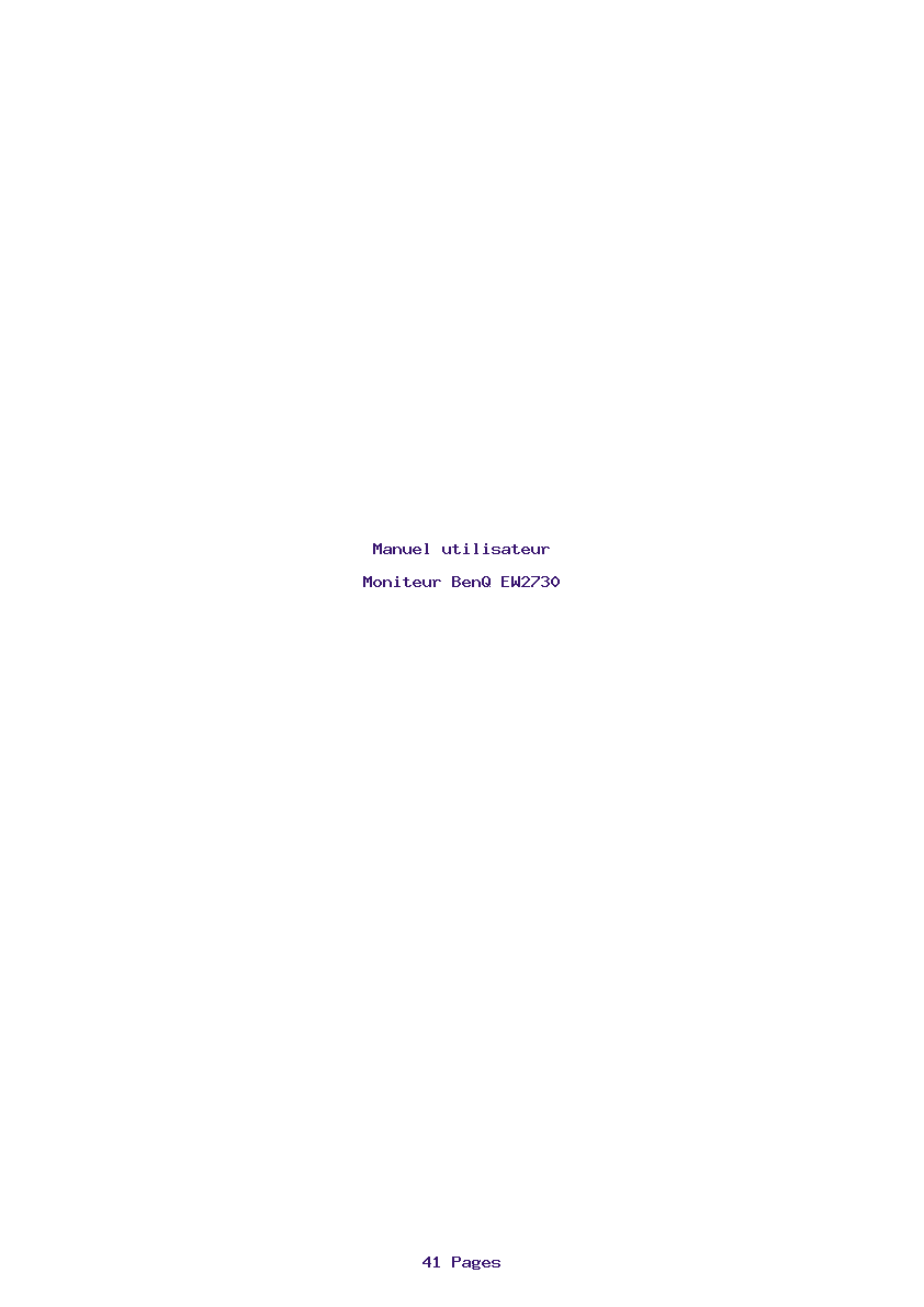 Page 1 de la notice Manuel utilisateur BenQ EW2730