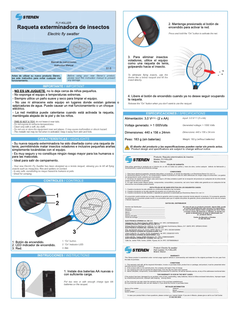 Página 1 del manual Manual de usuario Steren FLY-KILLER