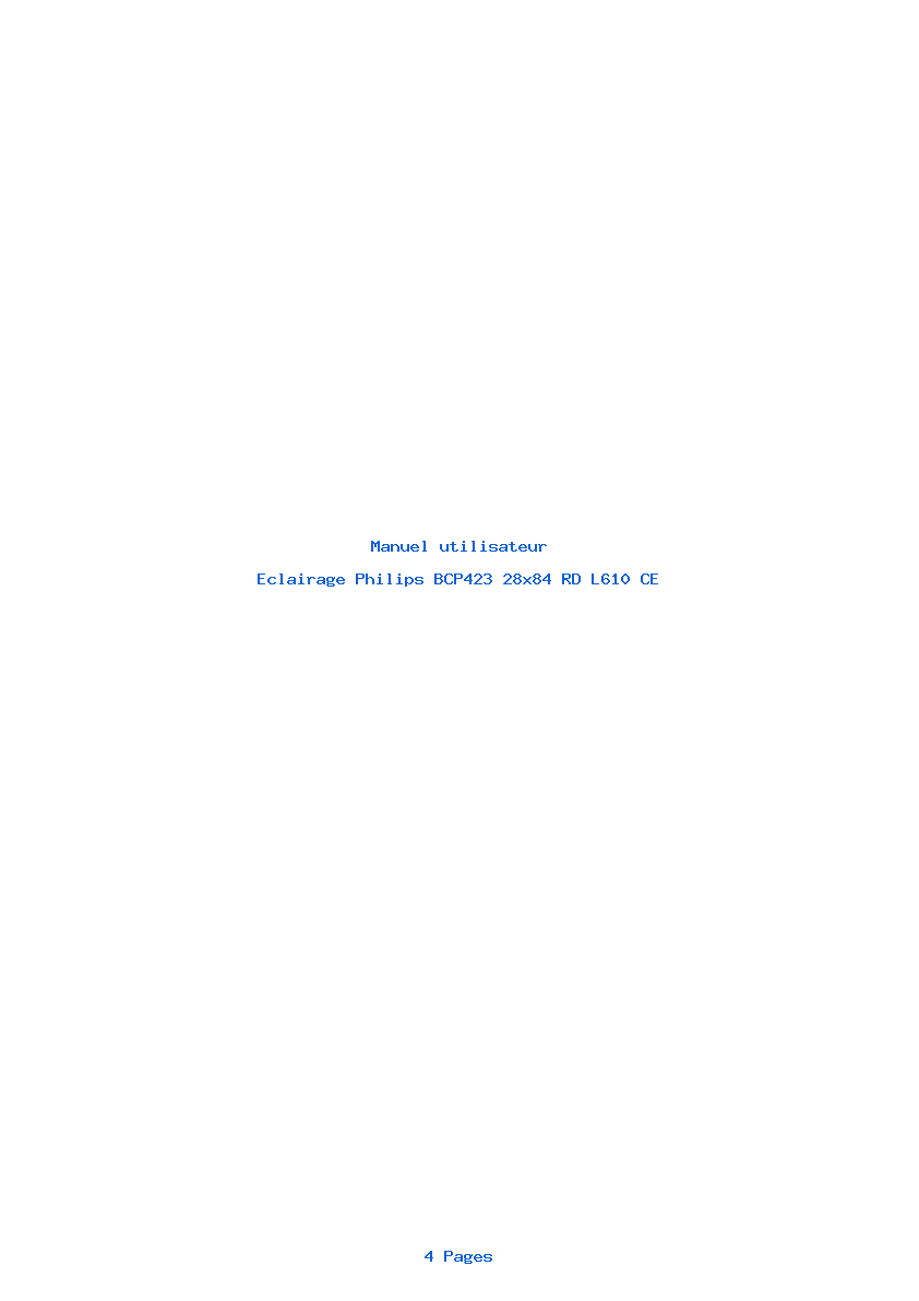 Page 1 de la notice Manuel utilisateur Philips BCP423 28x84 RD L610 CE