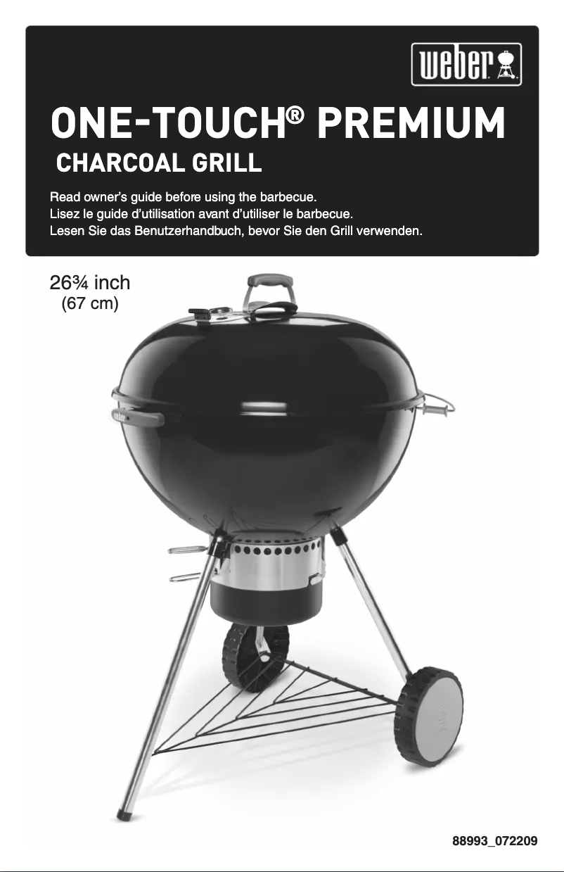 Page 1 de la notice Manuel utilisateur Weber One-Touch Premium 67cm