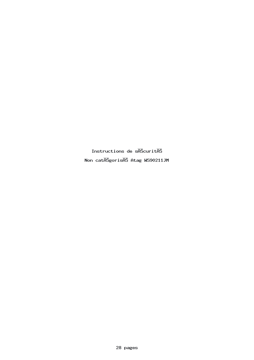 Page 1 de la notice Instructions de sécurité Atag WS90211JM