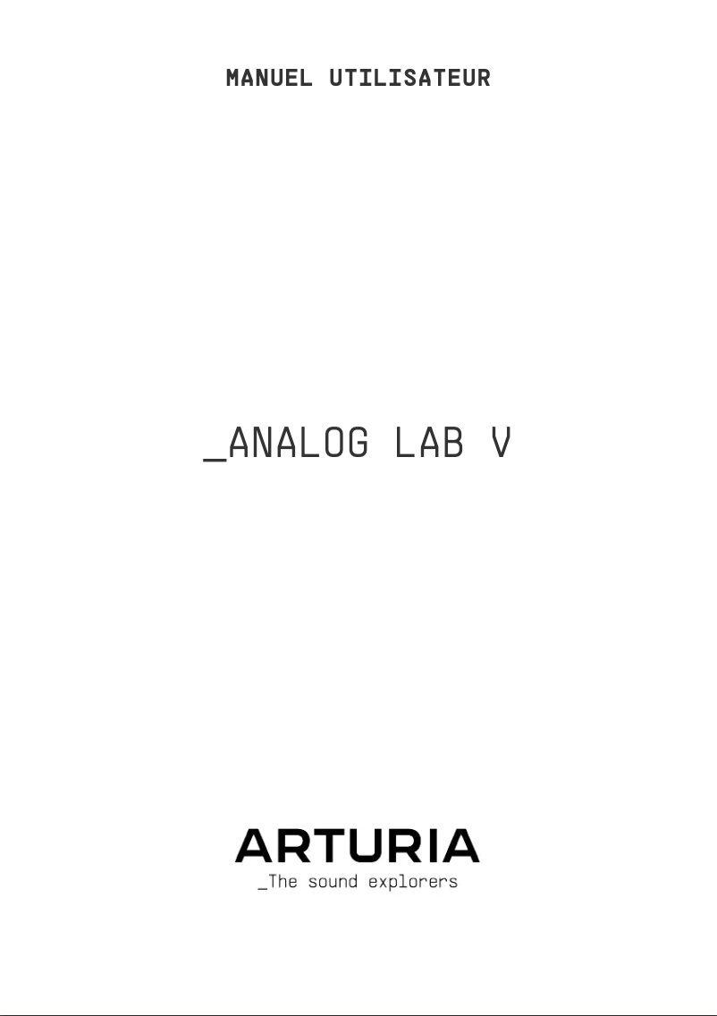 Page 1 de la notice Manuel utilisateur Arturia Analog Lab
