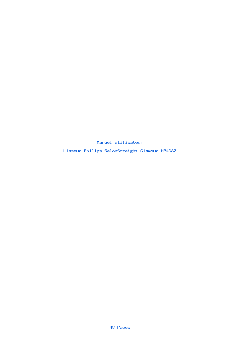 Page 1 de la notice Manuel utilisateur Philips SalonStraight Glamour HP4687