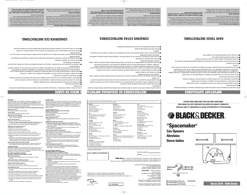 Página 1 del manual Manual de usuario Black & Decker EC75